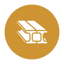 Steel beam icon in orange circle