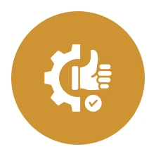 Approval symbol with gear and checkmark