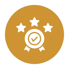 Achievement emblem featuring stars