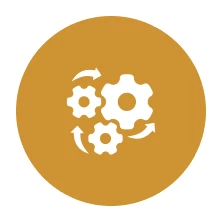 Gears with arrows, circular icon