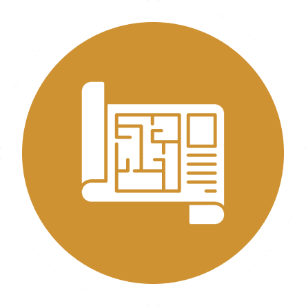 Rolled blueprint with floor plan design
